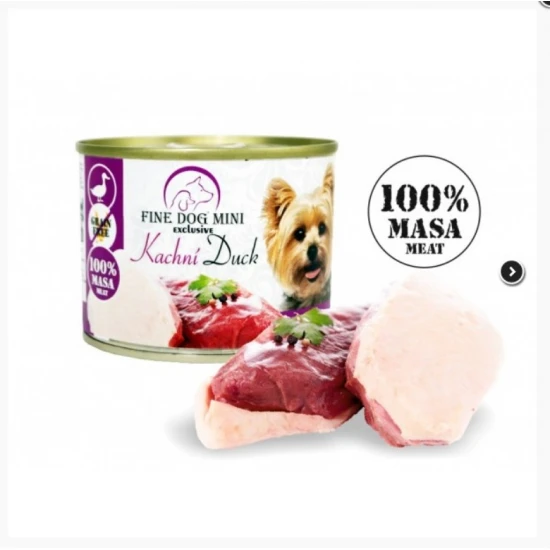 Fine dog exclusive 100% meat with duck 200gr  - Консерва за кучета от всички породи със 100%  патешко месо 200гр.