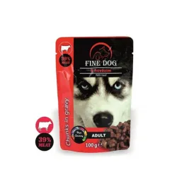 Fine Dog Adult Pouch Beef 100gr  - Беззърнен пауч с говеждо месо за всички породи кучета 100гр