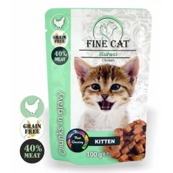 Fine Cat Pouch Kitten Chicken 100gr  - Беззърнен пауч за подрастващи котки с пилешко месо 100гр