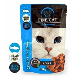 Fine Cat Adult Pouch Salmon 100gr  - Беззърнен пауч с месо от сьомга 100гр