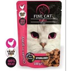 Fine Cat Pouch Sterilized Chicken 100gr  - Беззърнен пауч с пилешко месо 100гр