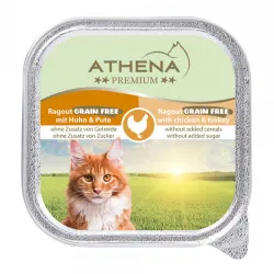 Athena - Беззърнено рагу за израснали котки с пиле и пуйка 100 гр