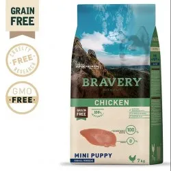 Bravery Chicken Mini Breeds Puppy - Пълноценна храна подрастващи кученца от дребни и мини породи с пилешко 7 кг