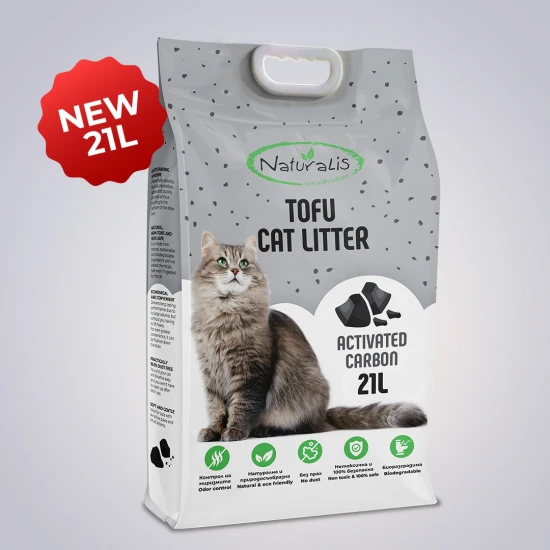 Naturalis Tofu Cat Litter 21l Activated Carbon - 100% натурална котешка тоалетна с активен въглен