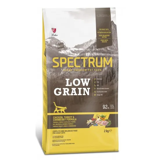 Spectrum Low Grain Chicken, Turkey & Cranberry For Adult Cat - Пълноценна храна за израснали котки от всички породи с пилешко, пуешко и червена боровинка 2 кг