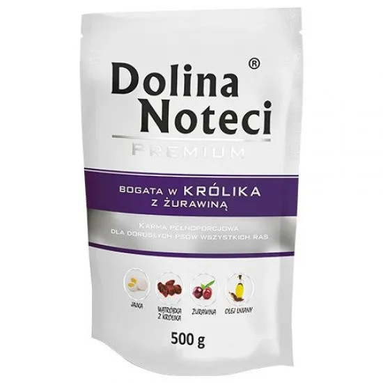 Dolina Noteci Premium Dog Rabbit - Пауч за кучета със заешко и боровинки 500 гр