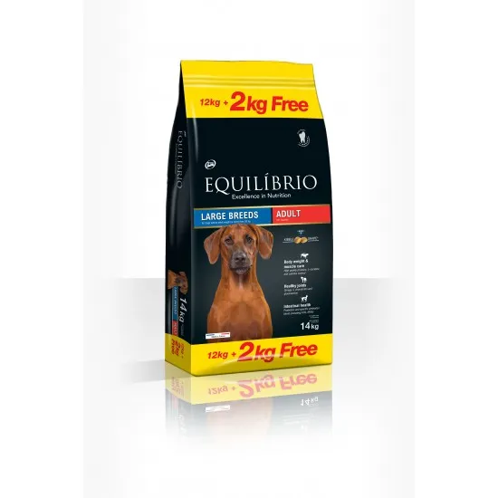 Equilibrio Adult Dog Large Breeds - Пълноценна храна за израснали кучета от едри породи 12 + 2 кг