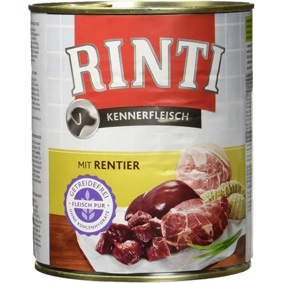 Rinti Kennerfleisch Adult - Консервирана храна за израснали кучета с еленско 800 гр