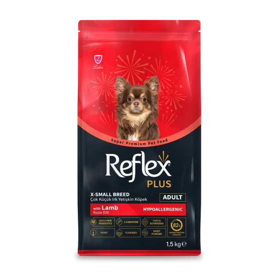 REFLEX+ EXTRA SMALL ADULT DOG LAMB 1.5 kg - Пълноценна храна за израснали кучета от много малки породи с агнешко 1.5 кг