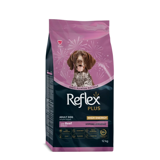 Reflex Plus High Energy Adult Dog  - високоенергийна храна с говеждо месо за израснали кучета  12 кг