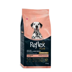 Reflex Plus Adult Dog Medium & Large Breeds Light & Sterilised - Пълноценна нискокалорична храна за кастрирани кучета от средни и едри породи с агнешко и ориз 12 кг