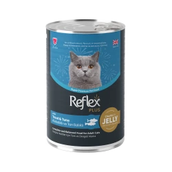 Reflex Plus Консерва с Пъстърва и Риба тон за израснали котки – хапки в желе 400гр.