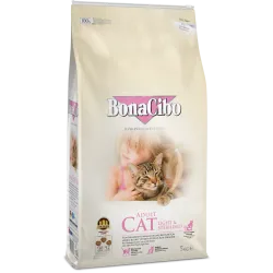 BonaCibo Light & Sterilised Adult Cat - Пълноценна храна за израснали кастрирани котки с наднормено тегло 5 кг