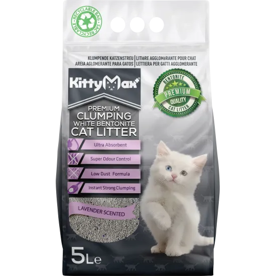 KittyMax Levander- Котешка тоалетна от бял бентонит с аромат на лавандула