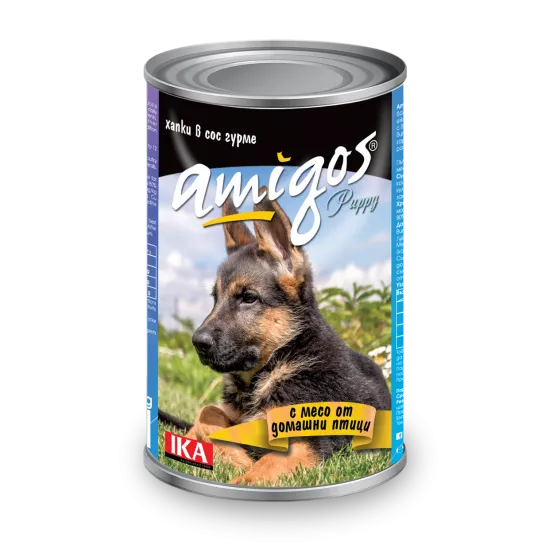 Amigos Puppy Poultry - Консерва за подрстващи кучета с домашни птици 415 гр