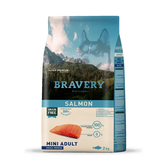 Bravery Salmon Mini Breeds Adult Dog - Пълноценна храна за израснали кучета от дребни и мини породи със сьомга 2 кг