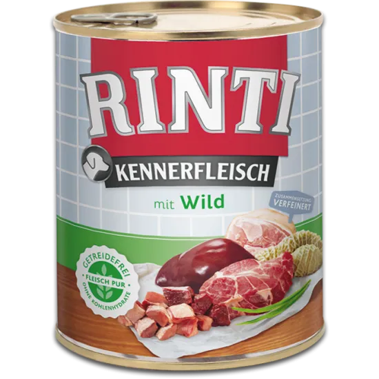 Rinti Kennerfleisch Adult - Консервирана храна за израснали кучета с дивеч 800 гр