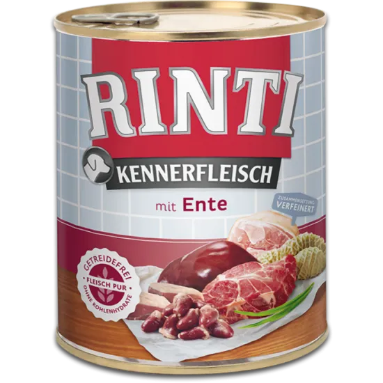 Rinti Kennerfleisch Adult - Консервирана храна за израснали кучета с патешко 800 гр