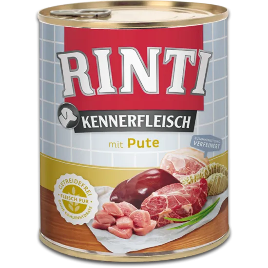 Rinti Kennerfleisch Adult - Консервирана храна за израснали кучета с пуешко 800 гр