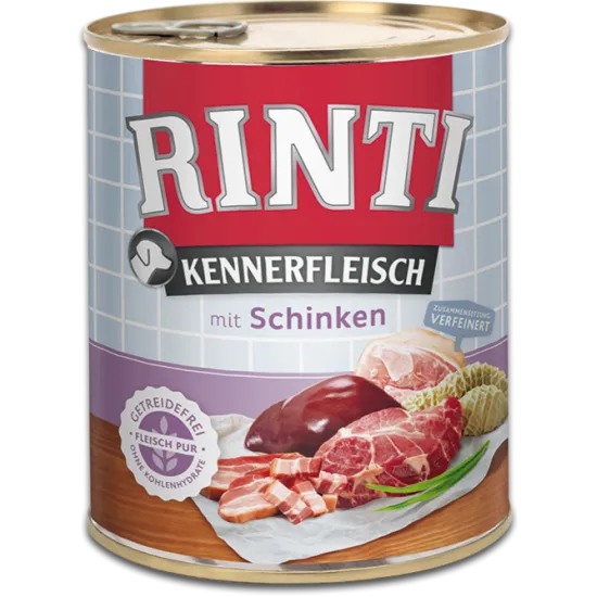 Rinti Kennerfleisch Adult - Консервирана храна за израснали кучета със шунка 800 гр