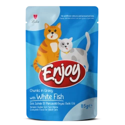 Enjoy Cat Adult Pouch White Fsh in Gravy 85gr  - Беззърнен пауч с месо от бяла риба 85гр