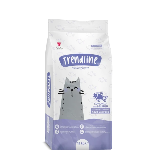 Trendline Adult Cat Food Salmon - Пълноценна храна за израснали котки от всички породи със сьомга 15 кг
